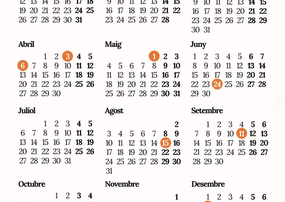 Dies festius del 2026 a Catalunya.